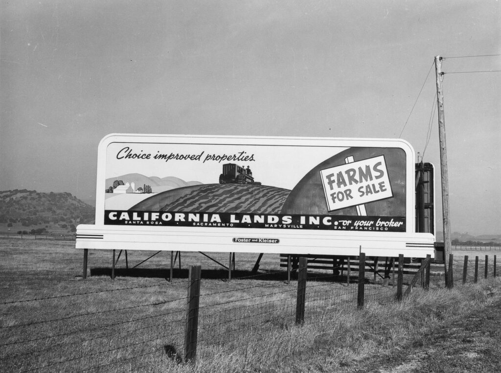 Russell Lee (1903 - 1986). Sign which can be seen on and every highway in California. December 1940.