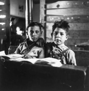 John Collier, Jr., One-room school in an isolated mountainous Spanish-American community, which has eight grades and two teachers. Ojo Sarco, New Mexico. 1943