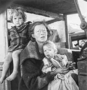 Dorothea Lange (1895 - 1965). Mother and two children on the road. Tulelake, Siskiyou County, California. September 1939. Gift of Ted and Joanne Addison, Salinas CA.
