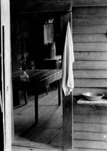 Walker Evans (1903 - 1975). Washstand in the dog run of Floyd Burroughs' cabin. Hale County, Alabama. Summer 1936. Gift of Gary Smith.
