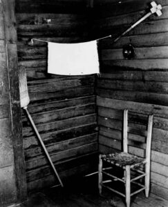 Walker Evans (1903 - 1975). Corner of kitchen in Floyd Burroughs' cabin. Hale County, Alabama. Summer 1936.