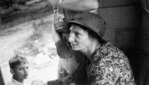 Walker Evans (1903 - 1975). Farm woman in conversation with relief investigator, West Virginia. West Virginia. 1935. Gift of Andrea Hackett, Prunedale, CA.