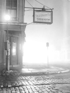 Jack Delano (1914 - 1997). On a foggy night. New Bedford, Massachusetts. January, 1941. Gift of Mark and Emily Williams.