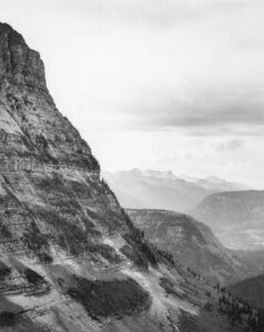 Post Marion Wolcott (1910 - 1990). The rocky mountains, west of the Continental divide as seen from the top of Logan Pass on Going-to-the-Sun highway. Glacier National Park, Montana. August 1941.