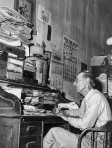 John Vachon (1914 - 1975). W.F. Hays, the editor of the San Augustine Tribune. San Augustine, Texas. April 1943.