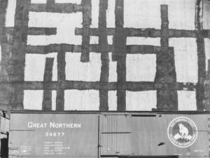 John Vachon (1914 - 1975). Grain elevator with tar patches. Minneapolis, Minnesota. September 1939.