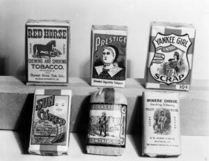 Artist Unknown. Brands of tobacco smoked by harvest hands in Ohio. 1938.