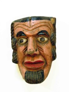 Mask, 9" x 6" x 5" ,sculpture, carved wood and paint, artist unknown