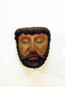 Marquese or Ermitano, 8" x 7" x 5", sculpture, carved wood and paint, artist unknown