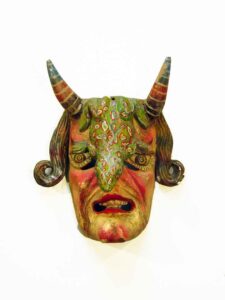 7 Deadly Sins Carnival Mask, 12½" x 10" x 5", sculpture, carved wood and paint, artist unknown