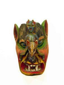 7 Deadly Sins Carnival Mask, 10" x 6" x 7", sculpture, carved wood and paint, artist unknown