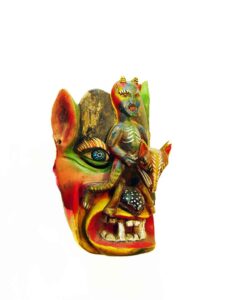 7 Deadly Sins Carnival Mask, 10" x 6" x 7", sculpture, carved wood and paint, artist unknown