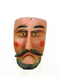 Mask, 10" x 7" x 5", sculpture, carved wood and paint, artist unknown
