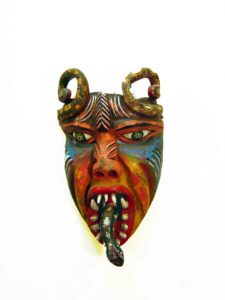 Carnival Mask, 20" x 11" x 7", sculpture, carved wood and paint, artist unknown