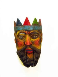 Carnival Mask, 18" x 11" x 7", sculpture, carved wood and paint, artist unknown
