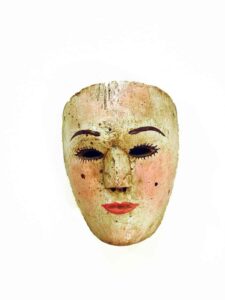 Mask, 7" x 6" x 3", sculpture , carved wood and paint, artist unknown