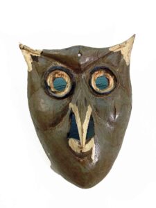 Owl, 9" x 7" x 5", sculpture, carved wood and paint, artist unknown
