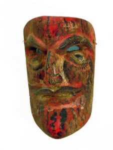 Diablo (Devil), 9" x 6" x 4", sculpture, carved wood and paint, artist unknown