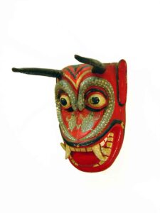 Devil from Pastorelas Dance, 12" x 8" x 10½", sculpture, carved wood and paint, artist unknown