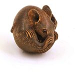 Rat scratching its ear, sculpture, wood, artist unknown