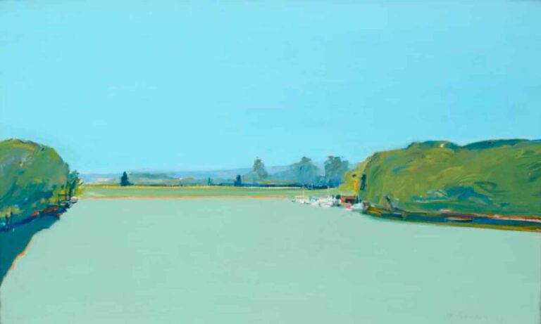 Gregory Kondos Sacramento River oil on canvas